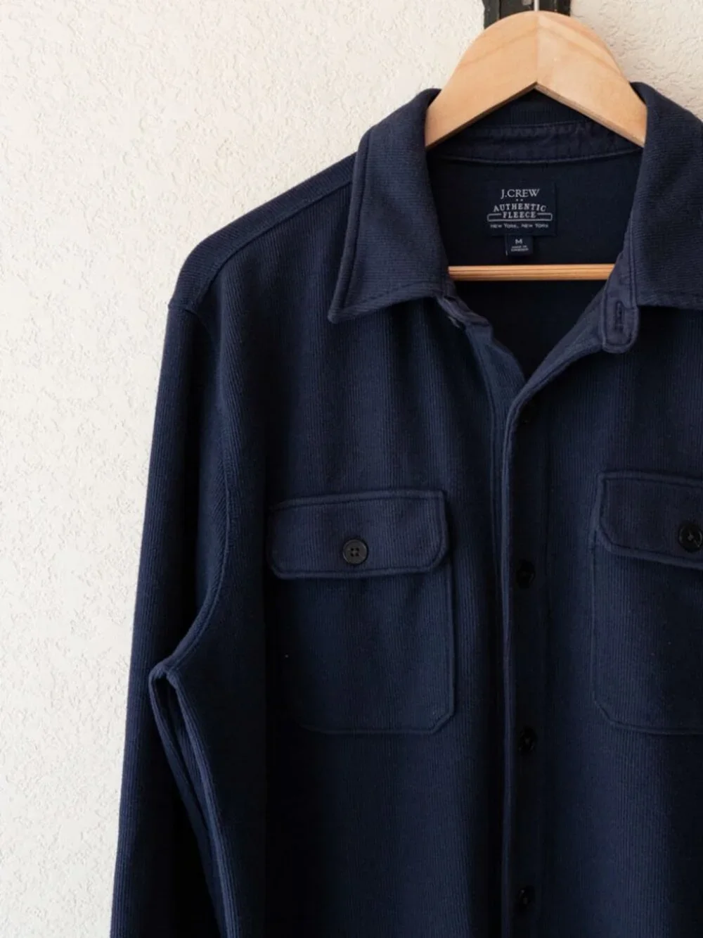 J.Crew Authentic Fleece Navy Ribbed Button Up Shirt Jacket Men's Medium Shacket